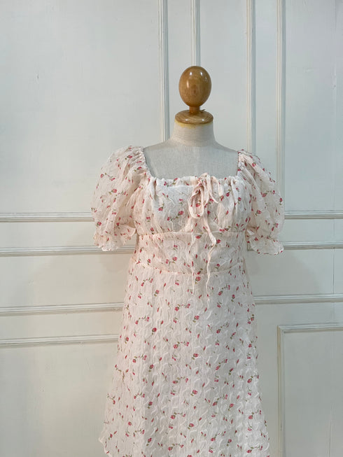 Summer Floral Puff Sleeves Mini Dress